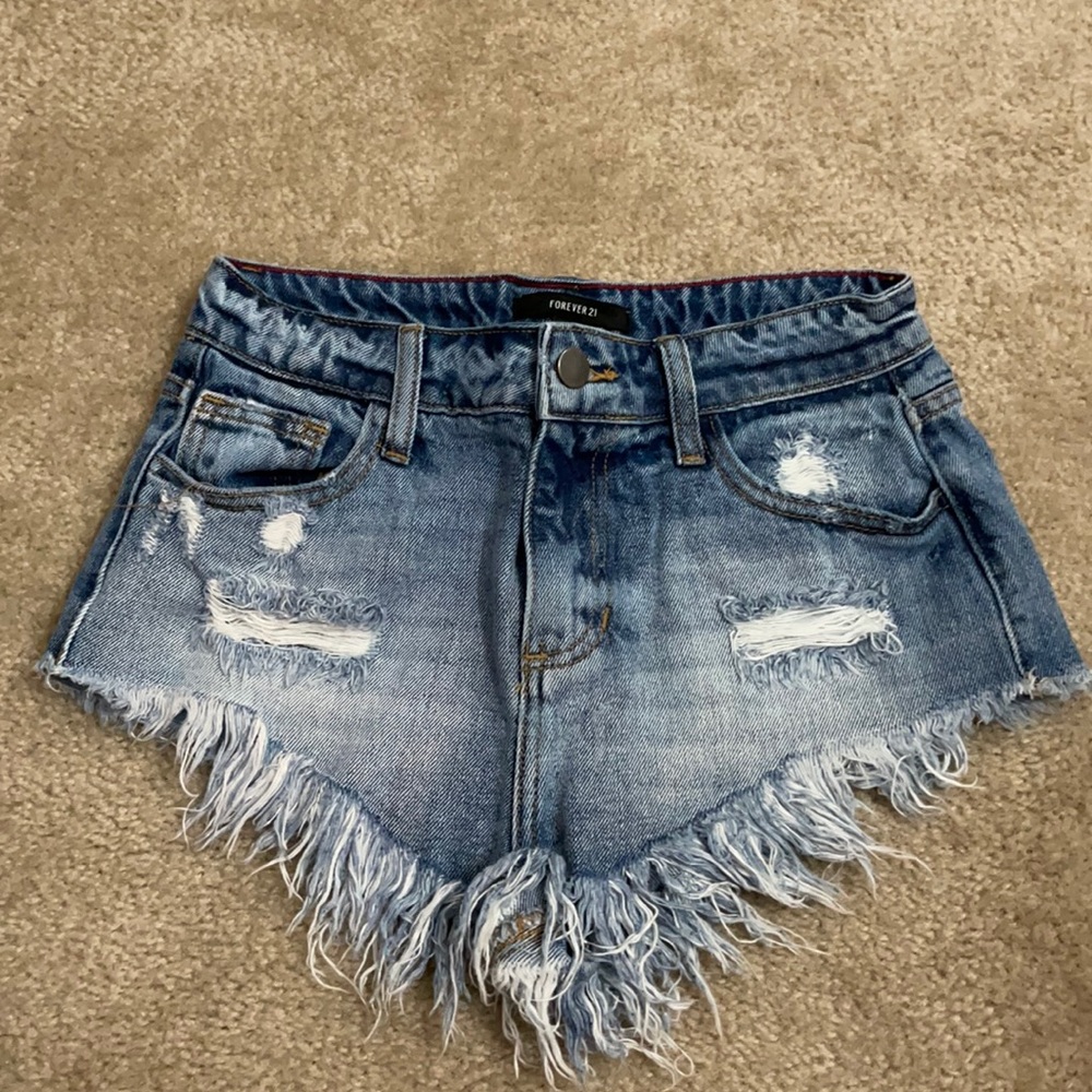 High waisted jean shorts